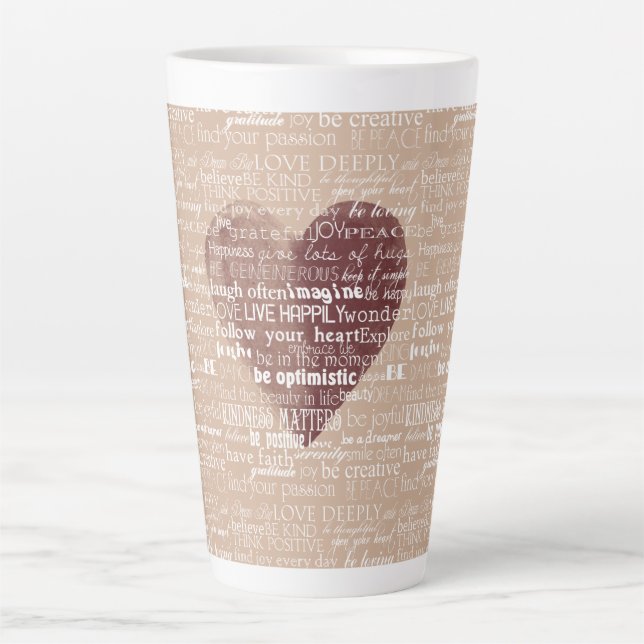 Tasse Latte Mots Inspirationnels Aquarelle Coeur (Devant)