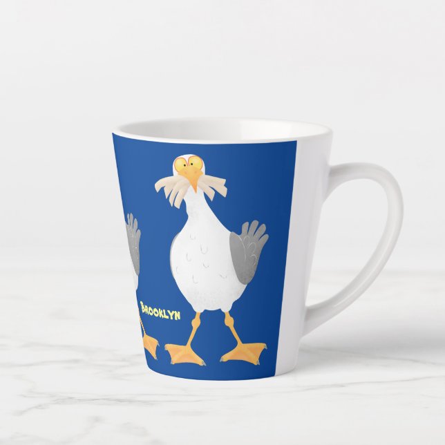 Tasse Latte Mouette drôle avec frites dessin animé (Droite)