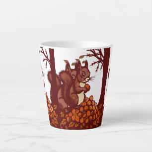 Tasse Latte 🐿️Mug à Latte Rustique Écureuil d'Automne Cosy
