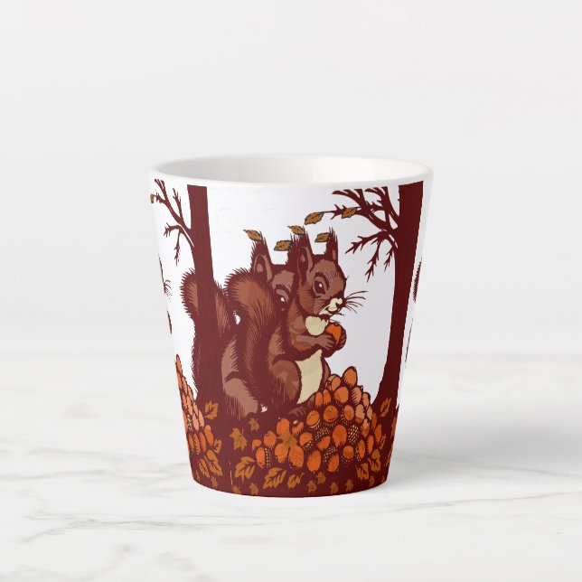 Tasse Latte 🐿️Mug à Latte Rustique Écureuil d'Automne Cosy (Devant)