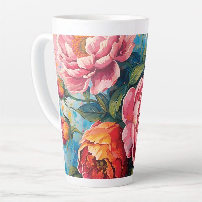 Tasse Latte "Mug en latte florale vibrant - Coupe de café pour (Angle gauche)