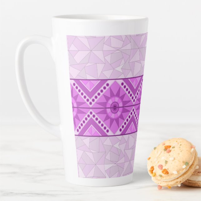 TASSE LATTE MUGUE D'ART DÉCORATIF VIOLET  (En situation)