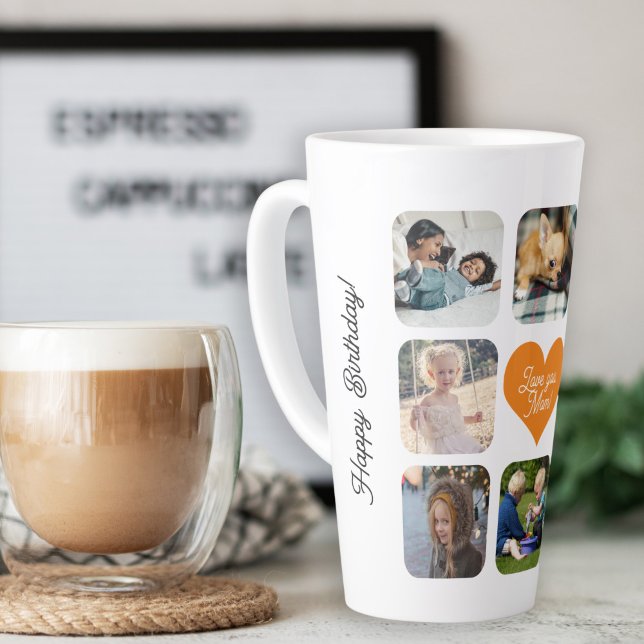 Tasse Latte Multi photo collage personnalisé amour vous maman (Créateur téléchargé)