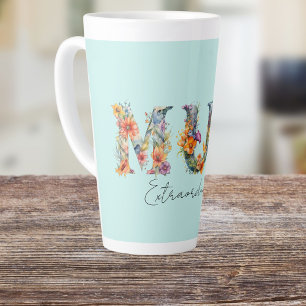 Tasse Latte Mum Extraordinaire Floral Typographie