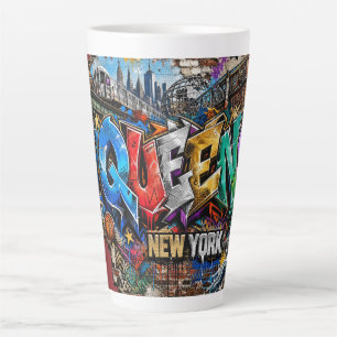 Tasse Latte Mur d'art graffiti Queens New York