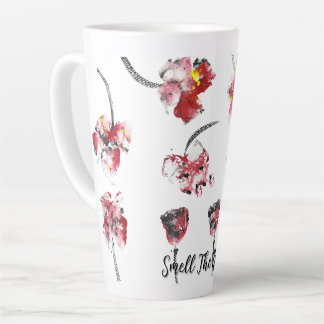 Tasse Latte Murmures Floraux - Hibiscus et Rose Acrylique Abst