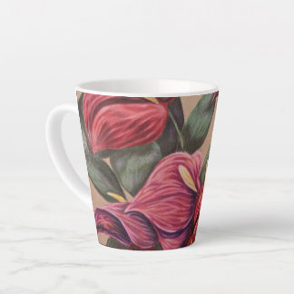 Tasse Latte Musique à fleurs d'anthurium rouge et rose
