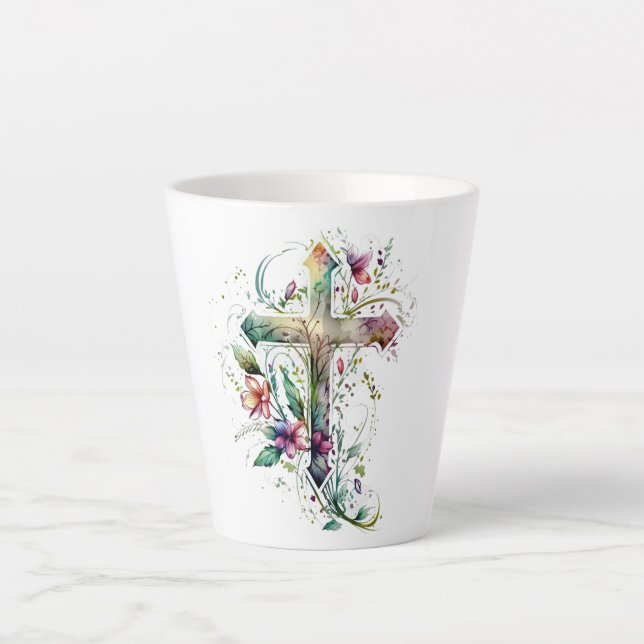 Tasse Latte Musique croisée florale (Devant)