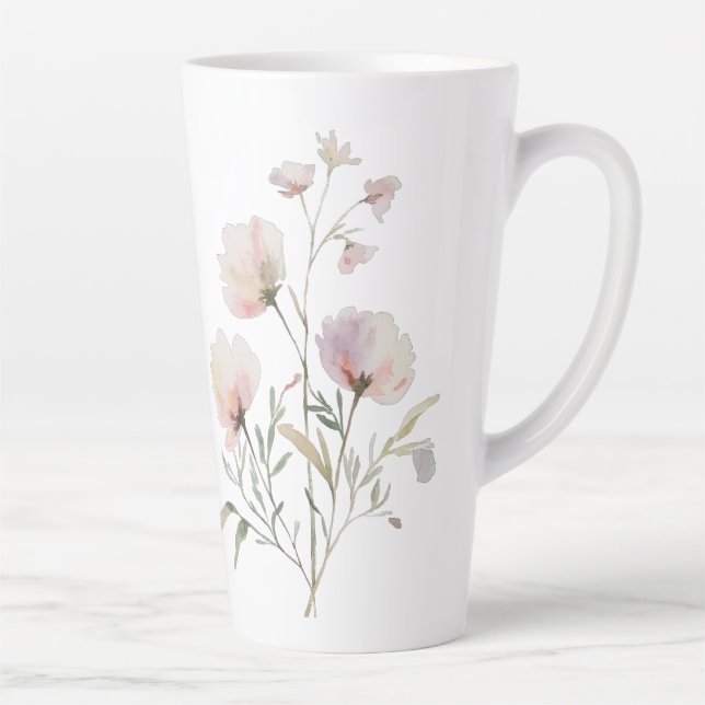 Tasse Latte Musique d'aquarelle douce en Botanique (Droite)