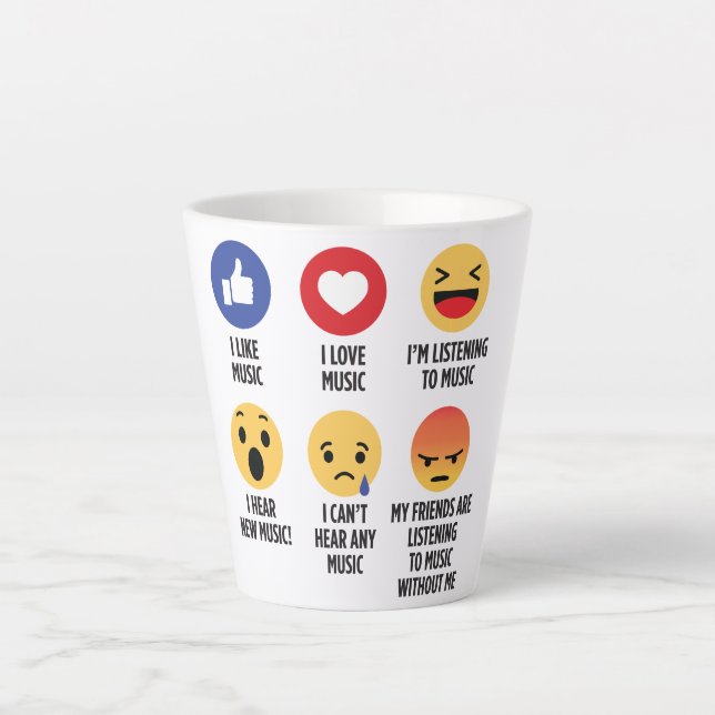 Tasse Latte Musique Emojis (Devant)
