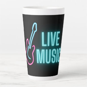 Tasse Latte Musique en direct Neon Guitare