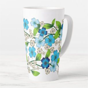 Tasse Latte Musique en fleurs bleues