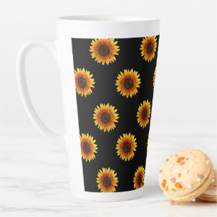 Tasse Latte Musique en latte noire de tournesol