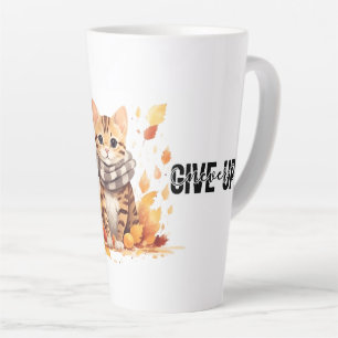 Tasse Latte N'abandonnez jamais avec un chat Bengale mignon à