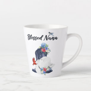 Tasse Latte Nana bénie avec bottes/chapeau de cowboy & fleurs/