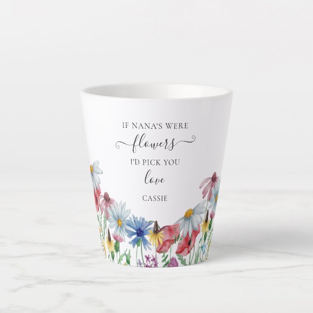 Tasse Latte Nana Fleurs Poème Pays Fleur sauvage (Devant)