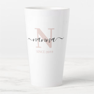 Tasse Latte Nanna écriture élégante Monogramme Rose Pâle