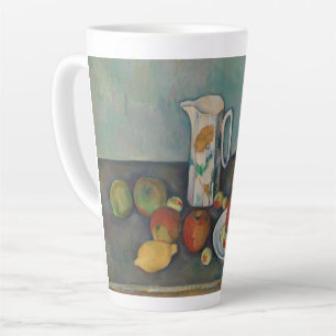 Tasse Latte Nature morte, pichet de lait et fruits sur une tab