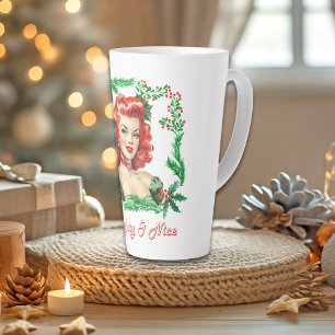 Tasse Latte Naughty & Nice Retro Christmas Pinup