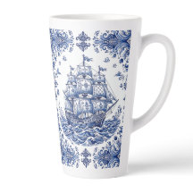 Navire marchand de style Delft bleu blanc