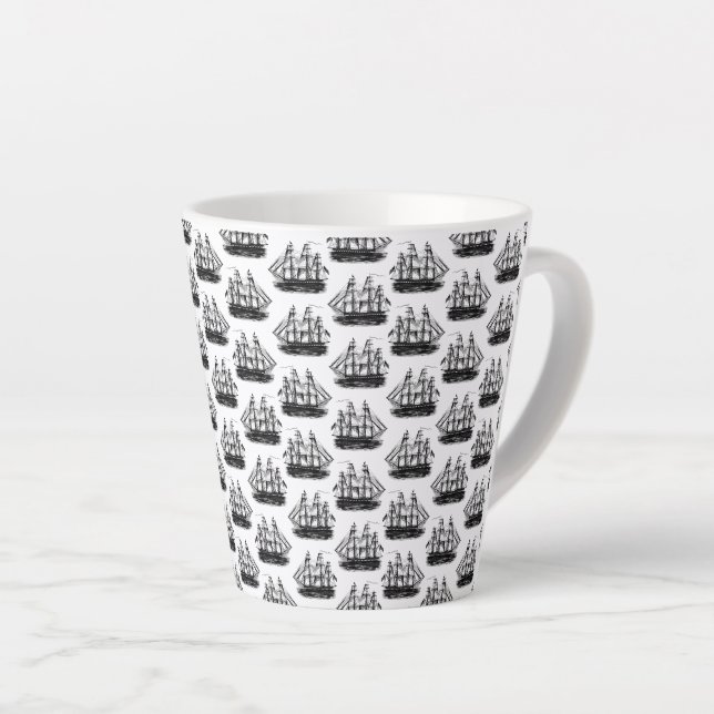 Tasse Latte Navires de voile classiques COULEUR ARRIÈRE - PLAN (Angle droit)
