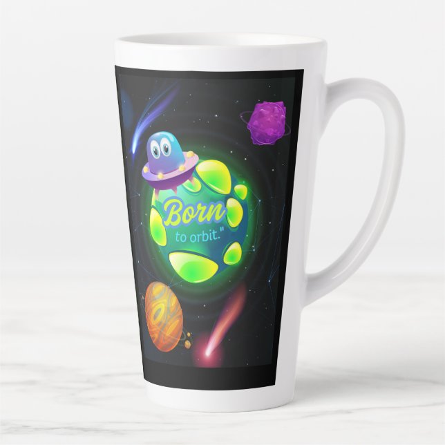 Tasse Latte Né pour orbiter  (Droite)