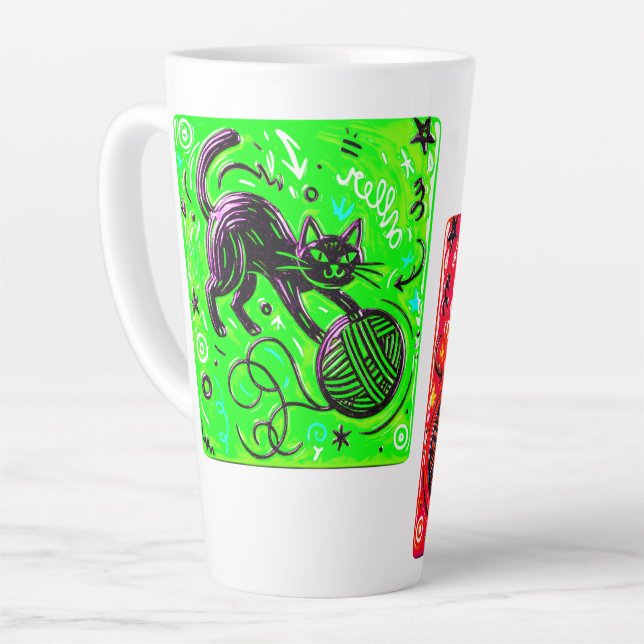 Tasse Latte Neon Cat Coffee   (Angle gauche)