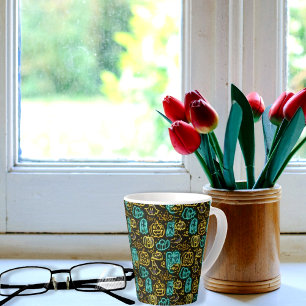 Tasse Latte Neon Éffrayant Halloween Ghost Bats Motif Citrouil