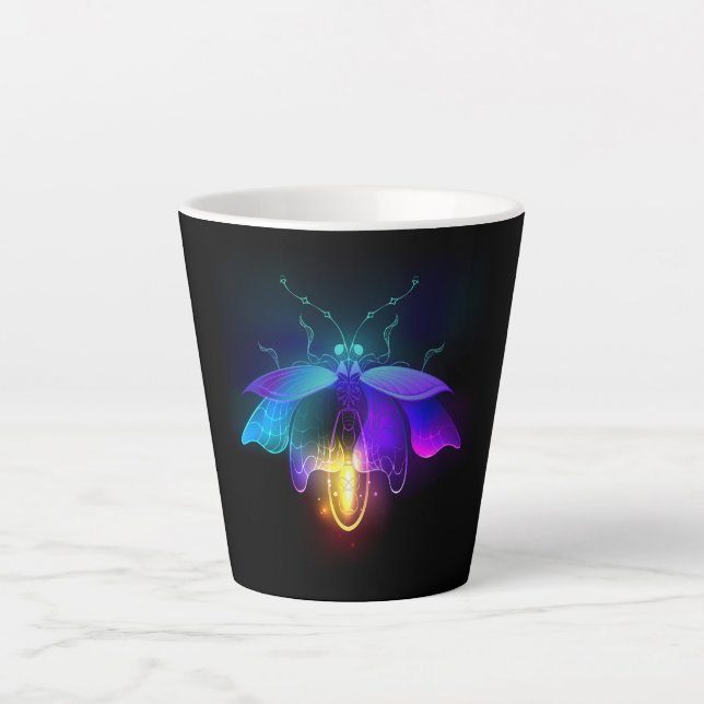Tasse Latte Neon Firefly sur noir (Devant)