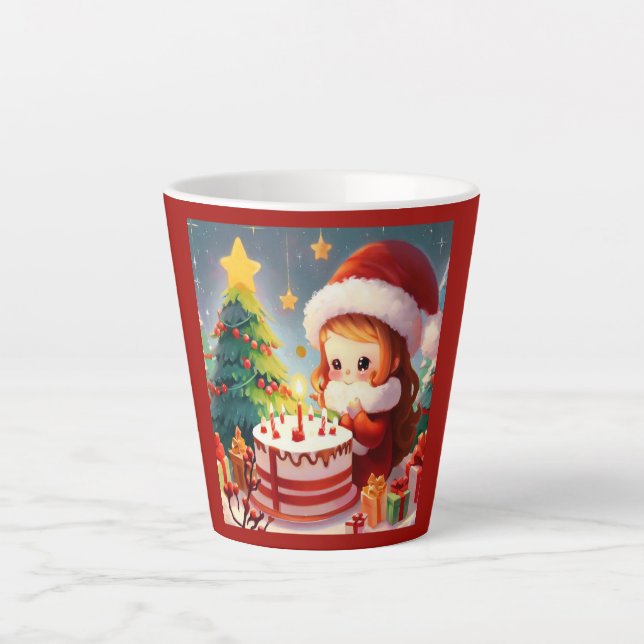 Tasse Latte Noël Anniversaire 1 (Devant)
