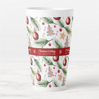 Tasse Latte Noël Aquarelle Vacances Décoration Motif