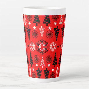 Tasse Latte Noël Art Nouveau Rouge Et Noir