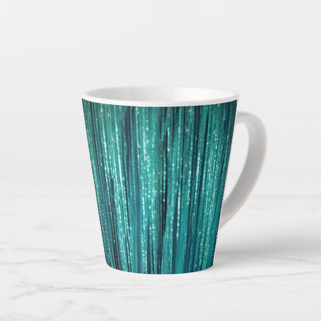 Tasse Latte Noël au feuillage de pin sarcelle vert (Angle droit)