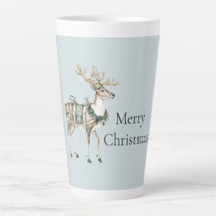 Tasse Latte Noël Cerf Vert Bleu