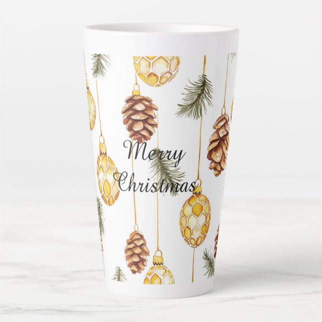Tasse Latte Noël des cônes de pin de miel (Devant)
