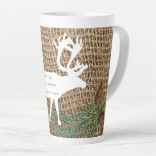 Tasse Latte Noël des rennes de la forêt de pins rustiques