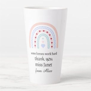 Tasse Latte Noël Enseignant Merci personnalisé cadeau de héros