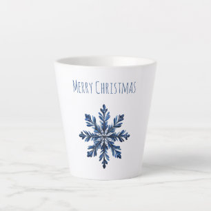 Tasse Latte Noël flocon de neige bleu