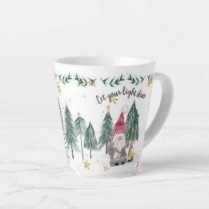 Tasse Latte Noël Gnome Aquarelle Lumière Étoiles arbres