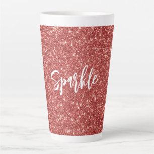 Tasse Latte Noël Paillettes Étincelles Rouges