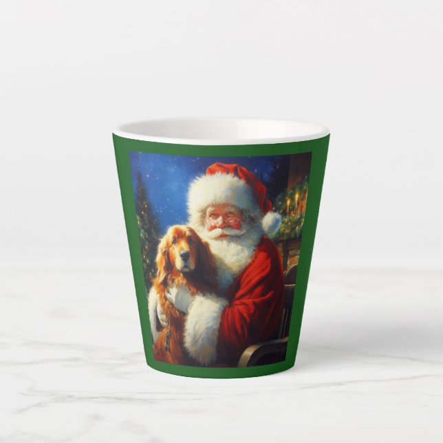 Tasse Latte Noël Père Noël avec Chiens 4 (Devant)