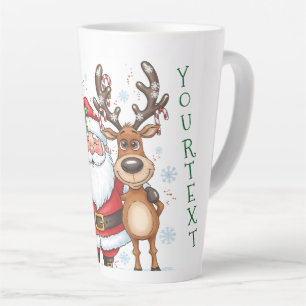 Tasse Latte Noël personnalisé Funny Santa et Renne de Noël