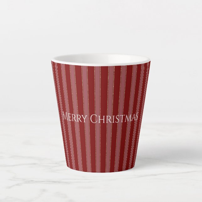 Tasse Latte Noël Rayures Rouges Or (Devant)