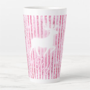Tasse Latte Noël rose et blanc Joie Reindeer
