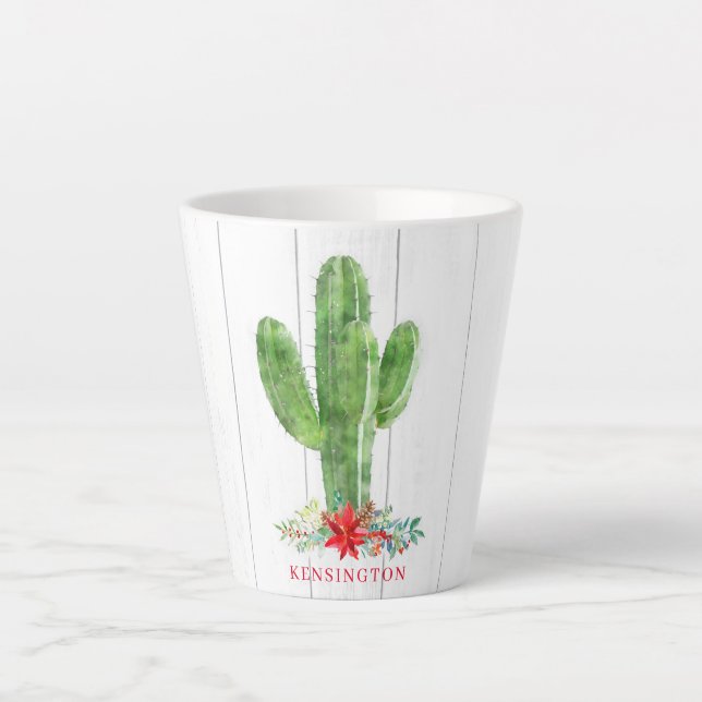 Tasse Latte Noël rustique Cactus Vacances Succulentes (Devant)
