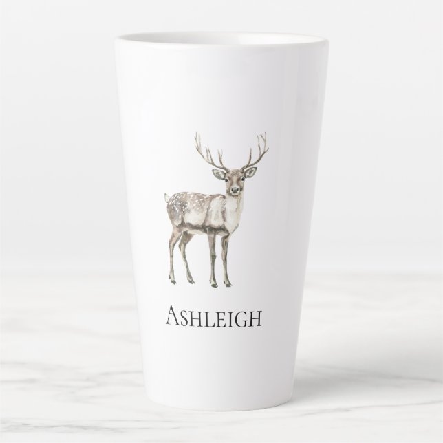 Tasse Latte Noël Rustique Nom du cerf (Devant)