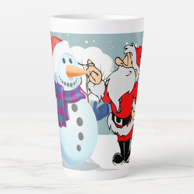 Tasse Latte Noël Snowman et Père Noël (Devant)