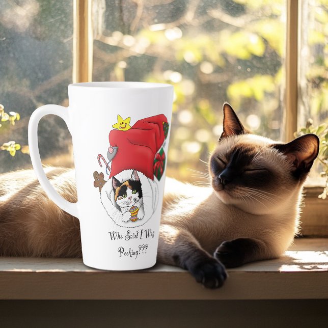 Tasse Latte Noël Stocker mignonne Calico Kitten (Créateur téléchargé)
