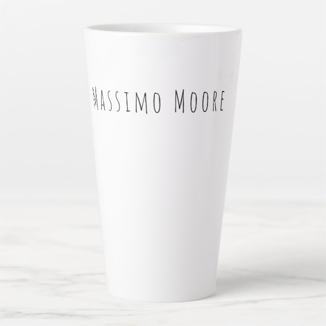Tasse Latte Noir Blanc Élégant Simple Formel Nom propre (Devant)
