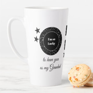 Tasse Latte Noir blanc tellement chanceux Papy avec photo